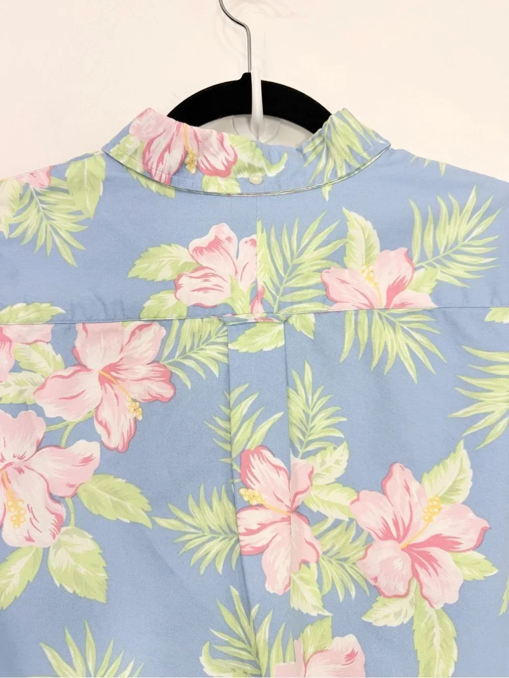 Ralph Lauren Light Blue Tropical Print 100% Cotton Short Sleeve Pullover Shirt